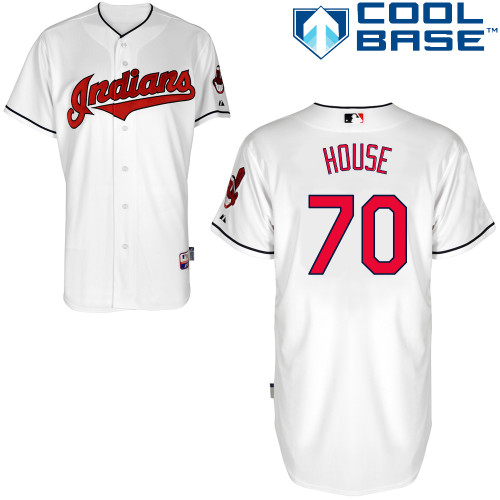 T-J House #70 MLB Jersey-Cleveland Indians Men's Authentic Home White Cool Base Baseball Jersey